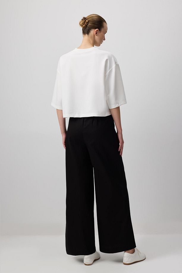 ELASTIC WAIST GABARDINE TROUSERS - 5