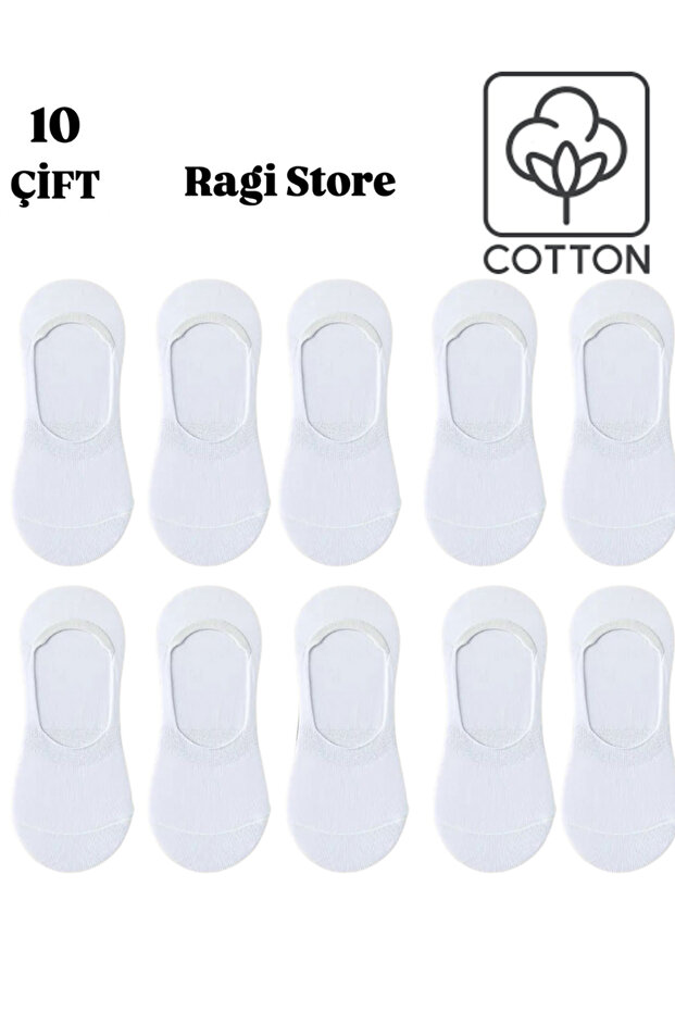 10 Pack White Men's Ballerina Socks