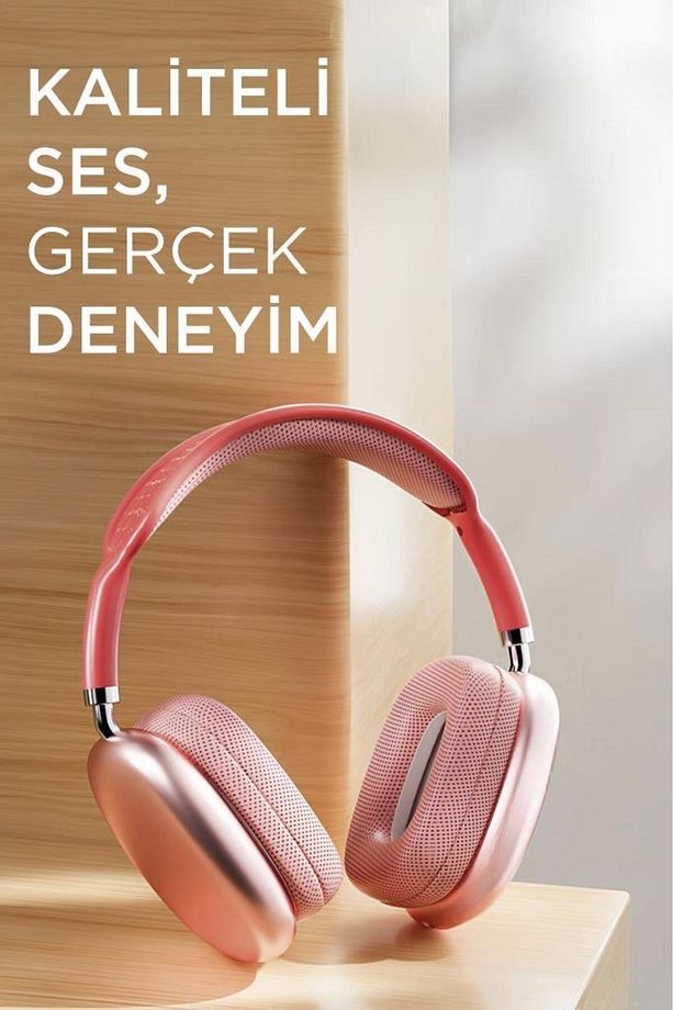P9 Pro Max Pembe Kablosuz 5.0 Mikrofonlu Sd Kart Girişli Aux Kablolu Bluetooth Kulaklık - 2