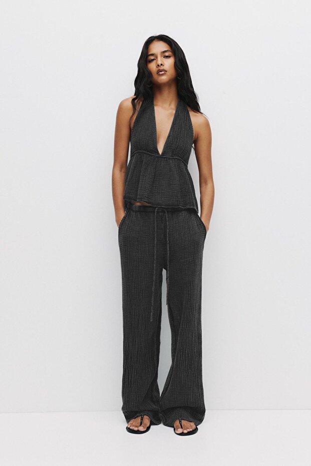 Rustik dokulu halter top - 3