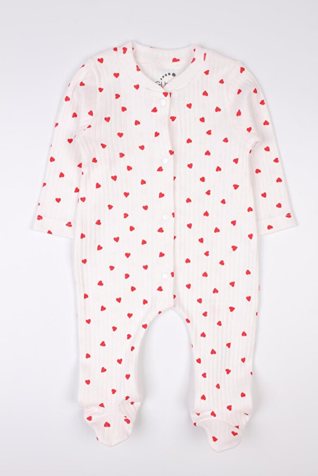Newborn Booties Jumpsuit Red Heart Snap Fastener Baby Romper