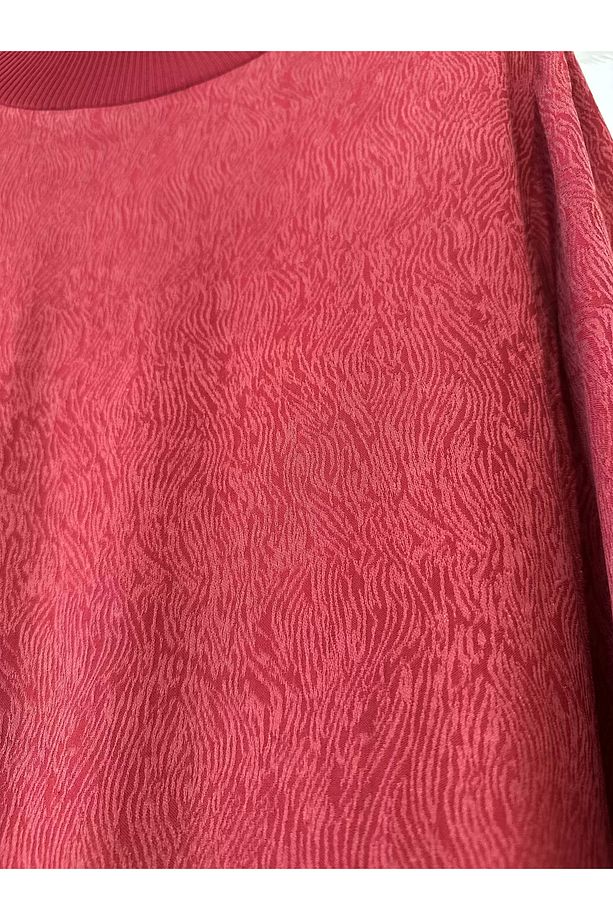 7136 Desenli Modal Elbise - Bordo - 6