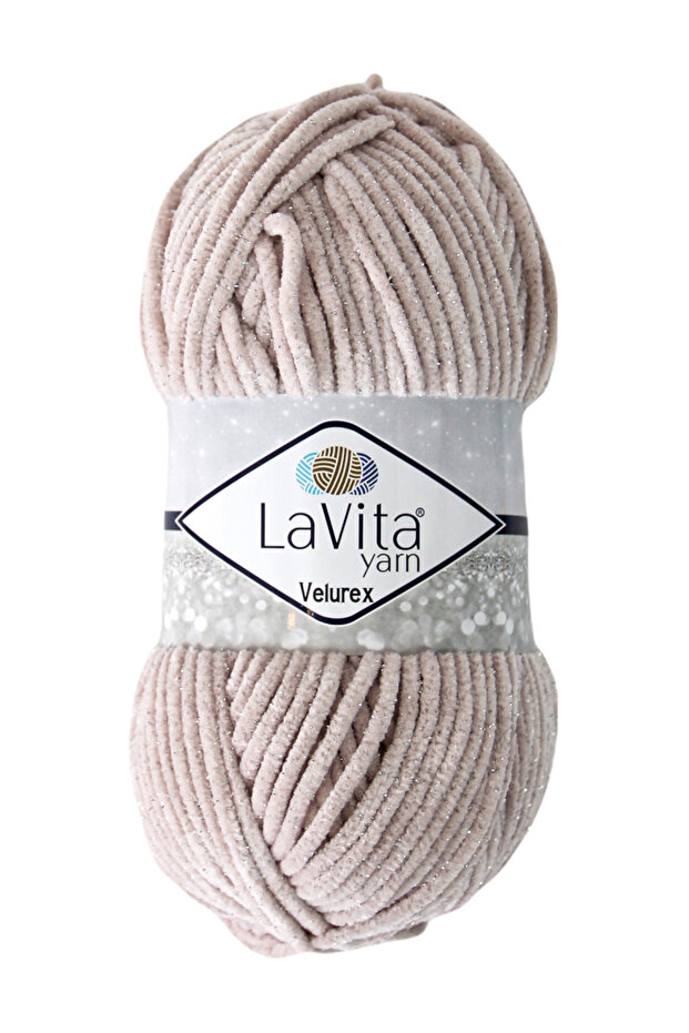 Velurex Simli El Örgü İpi %90 Polyester %10 Lurex 100gr (4140 TOZ PEMBE) - 1