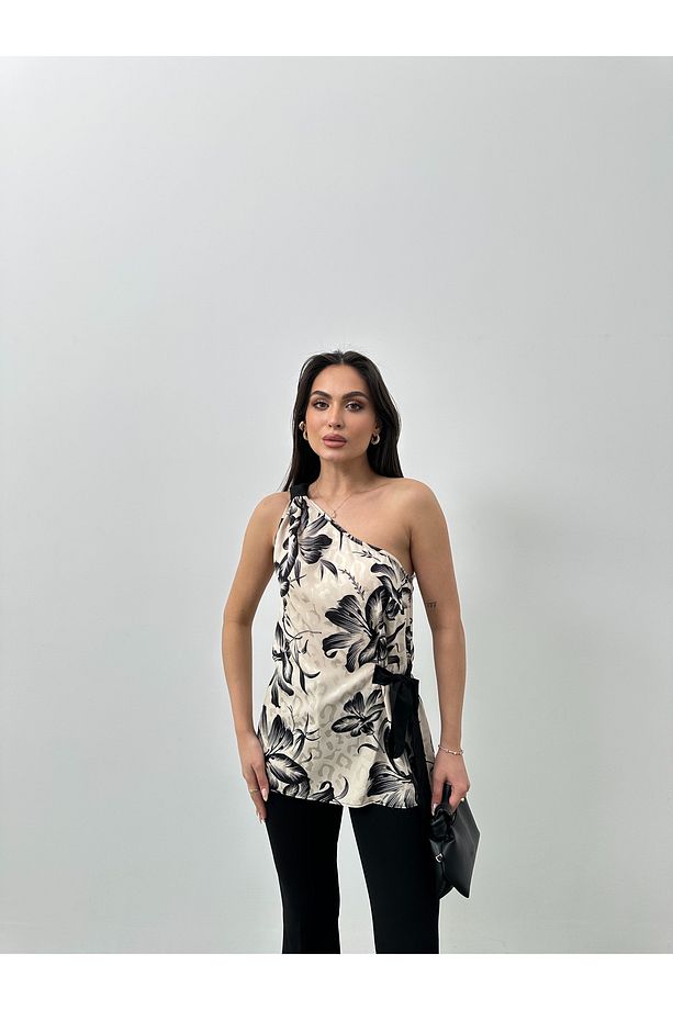 Saten Tek Omuz Bluz - 2