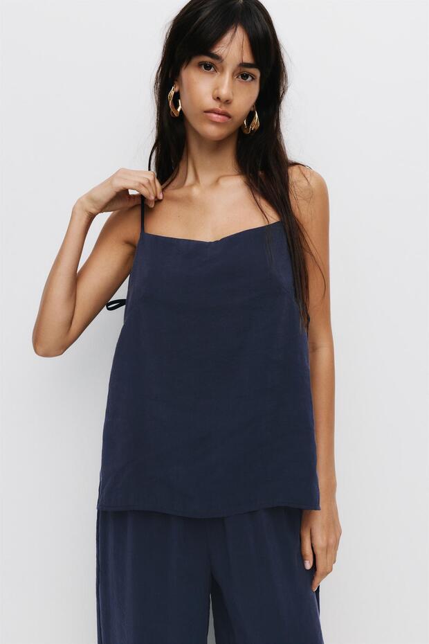 Kurdeleli askılı bluz - 2