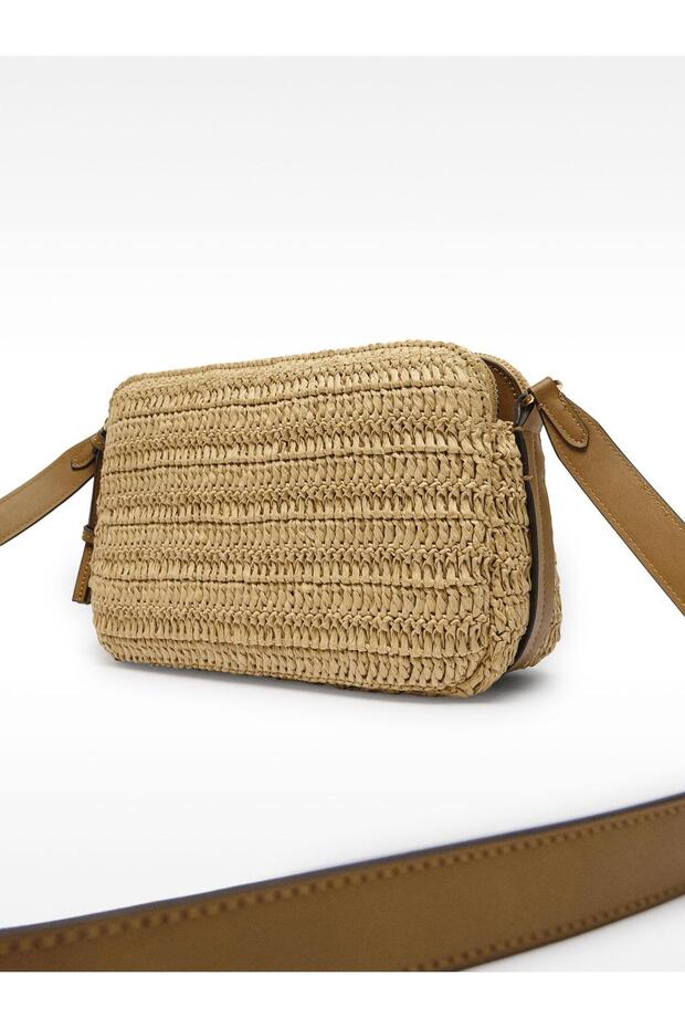 Hasır Efektli Çapraz Çanta - 5