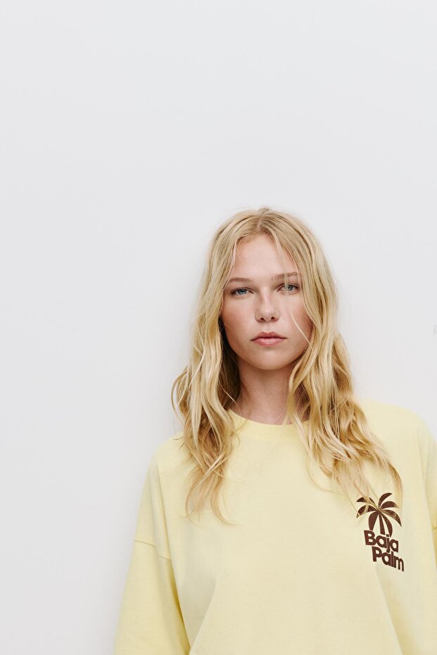 Palmiye baskılı t-shirt - 4