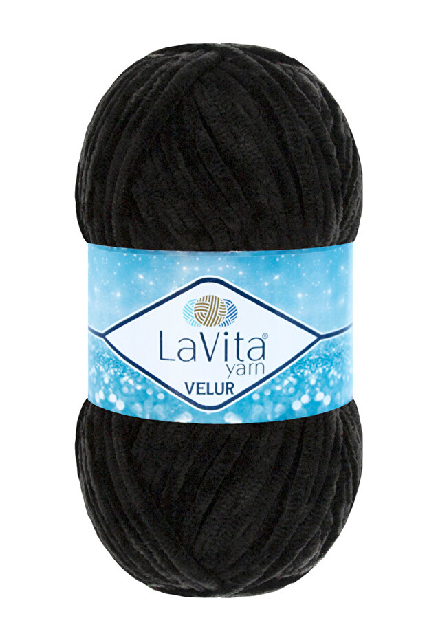Velur Velvet Hand Knitting Yarn 100% Polyester 100Gr (6500 Black)