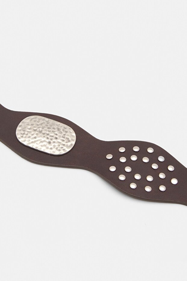 Suni deri zımbalı kemer - 3