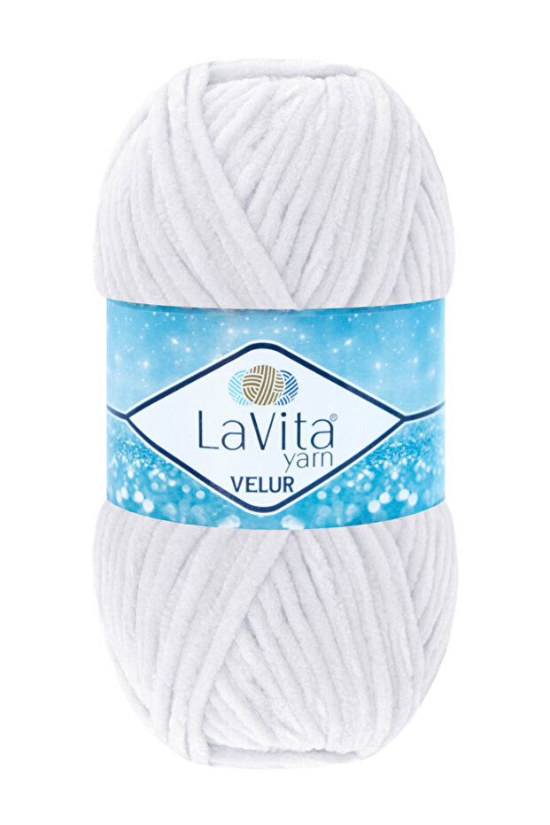 Velur Velvet Hand Knitting Yarn 100% Polyester 100Gr (1002 Optical White)
