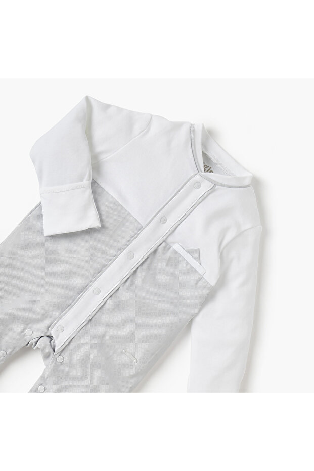 بدلة نوم سادة بأكمام طويلة وإغلاق بأزرار كبس - 3