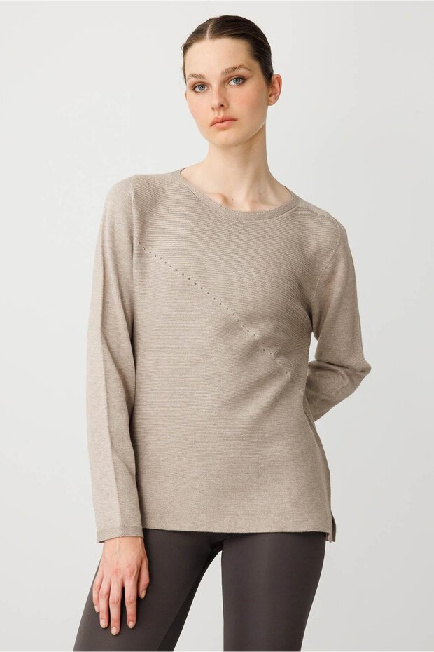 Women's Crew Neck Verev Stone Sweater Mink