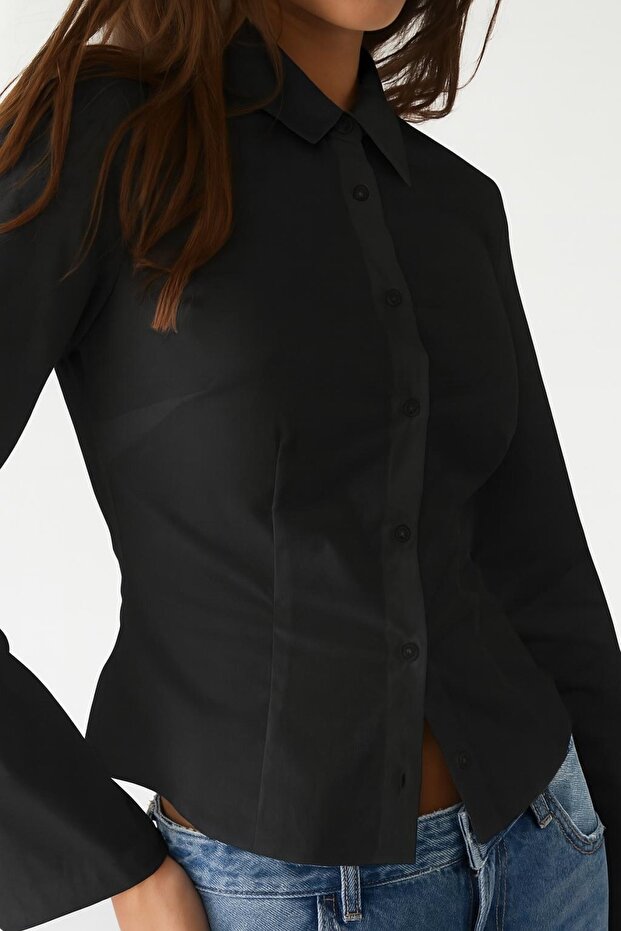 Vücuda Oturan Basic Crop Gömlek - 3