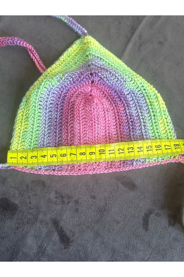 Renkli Merserize İp Örgü Bikini Üstü – El Yapımı – M/L - 6