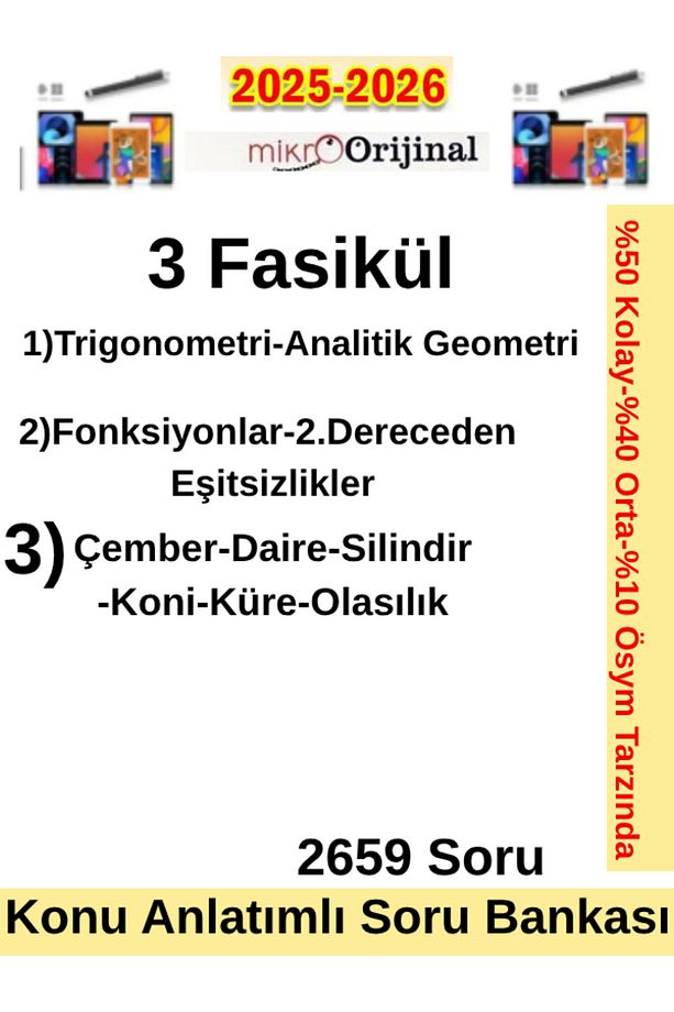 2025-2026 Mikro Orijinal Möf 11.Sınıf Matematik Mikro Öğreten Fasikülleri Konu Anl. Soru Bankası - 2