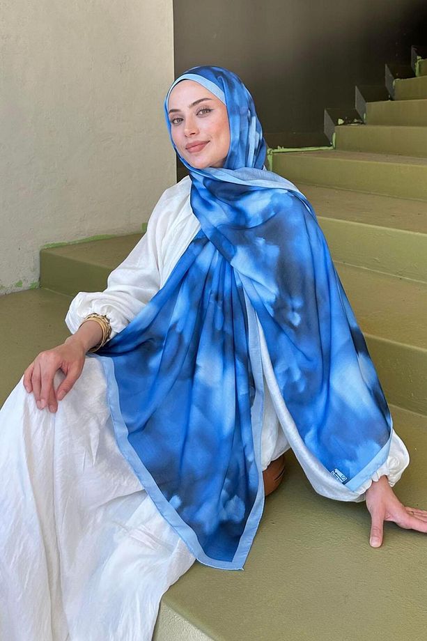 Batik Desen Soft Şal Kot Mavisi - 2