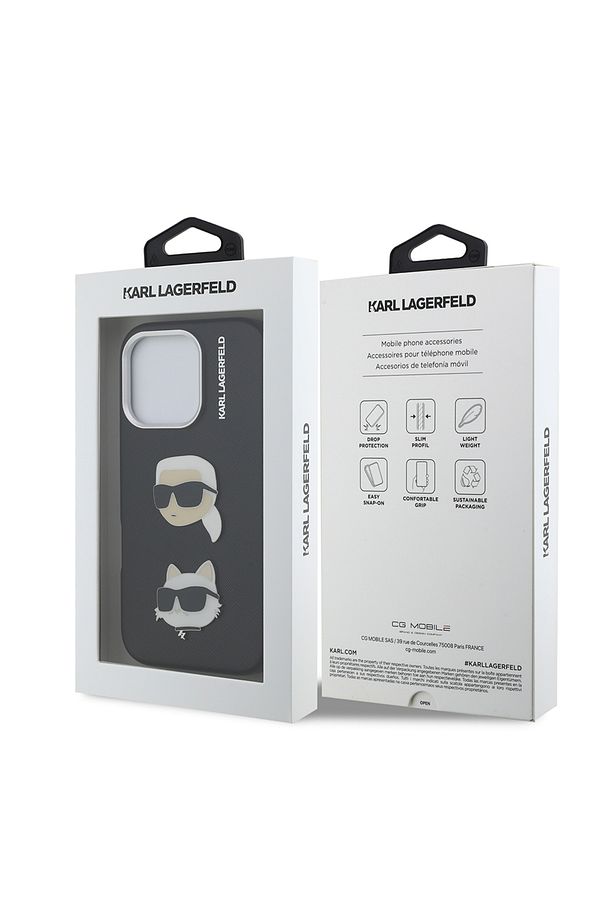 iPhone 16 Pro Max Uyumlu Kılıf Karl Lagerfeld Lisanslı K&C Heads Pin Kapak Siyah - 8