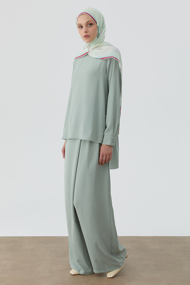 Anvelop Pileli Pantolon - Mint - 4