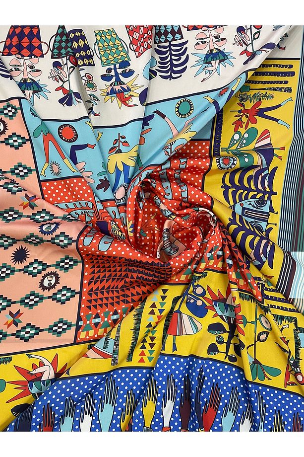 Scarf Sarı Çiçek Fular 70*70 - 1