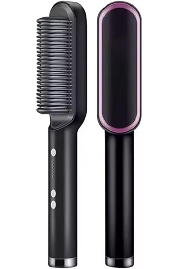 Ring Hair Straightener Comb, Anti-Scald Flat Iron Hot Brush with Ceramic Coating