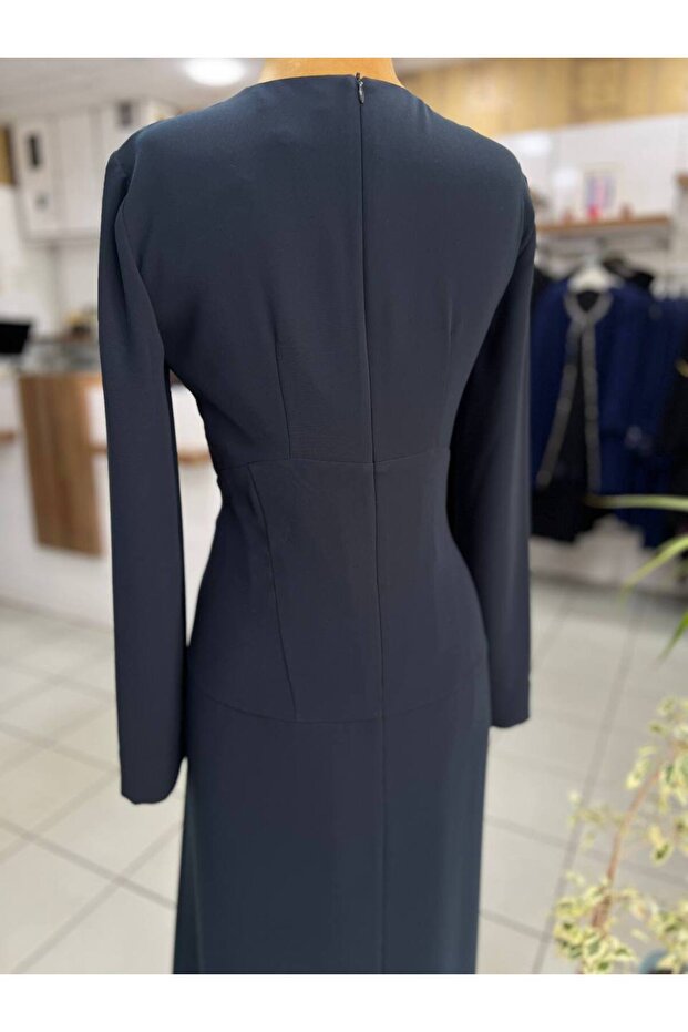 Lacivert Elbise - 5