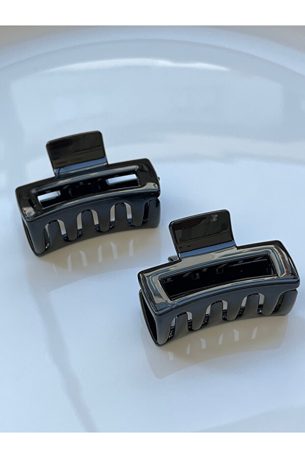 مجموعة من 2 مشبك مستطيل صغير لامع - 2