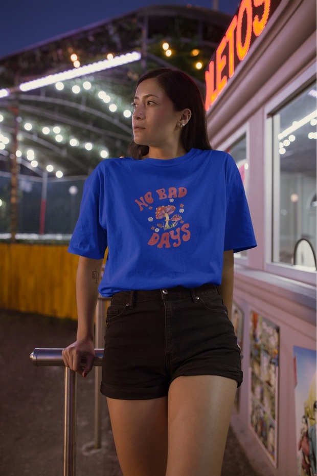 Men/Women No Bad Days Transfer Printed Round Neck Short Sleeve T-Shirt