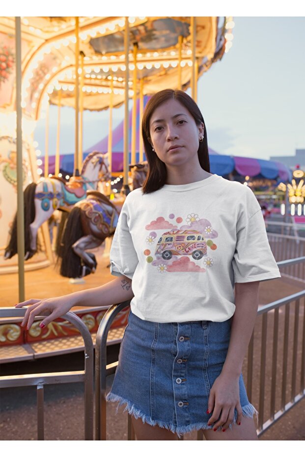 Men/Women Love5 Transfer Printed Round Neck Short Sleeve T-Shirt