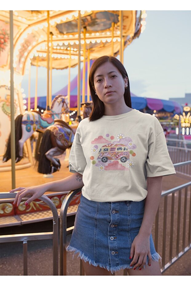 Men/Women Love5 Transfer Printed Round Neck Short Sleeve T-Shirt