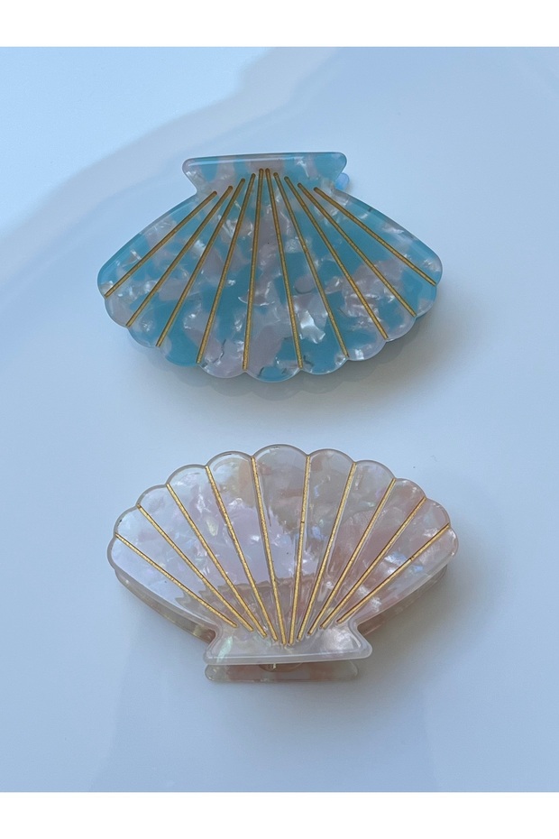 مجموعة من 2 مشبك لؤلؤة صدفية