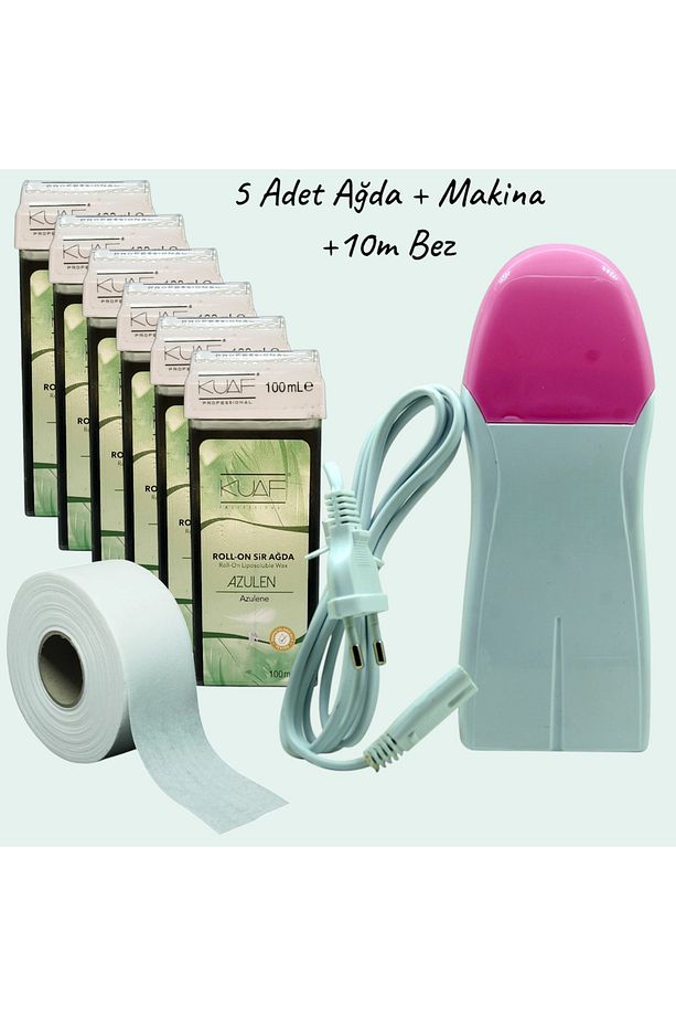 Roll On Azulen Kartuş Ağda 100ml 5 Adet + Ağda Makinası + 10 m bez - 1