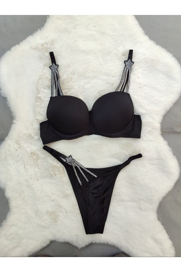 Women's Stone Padded Supported Bra Panty Set Underwear