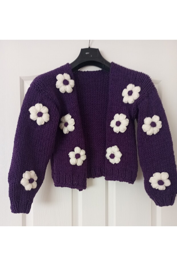 Papatyalı mor hırka - 4