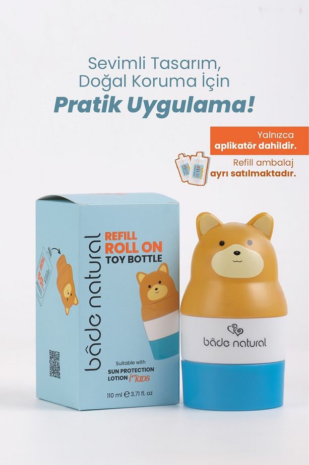 Güneş Koruyucu Losyon Aplikatörü Ayı Figürlü Doldurulabilir Roll On 110 ml - 2