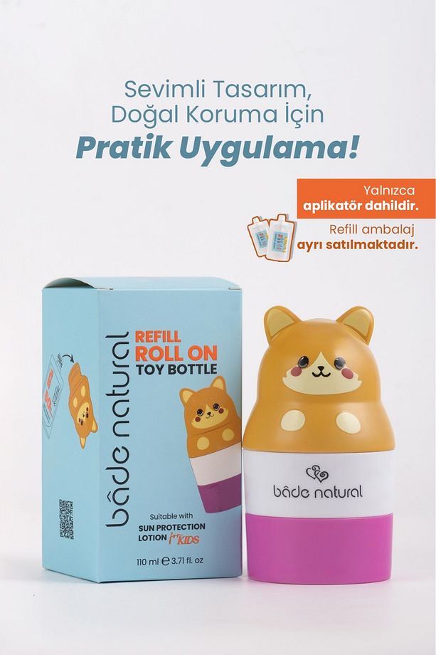 Güneş Koruyucu Losyon Aplikatörü Kedi Figürlü Doldurulabilir Roll On 110 ml - 2