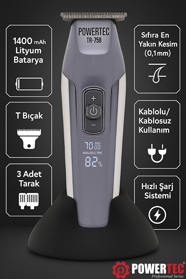 Tr-758 Profesyonel Sakal Ense Tıraş Makinesi (0.1mm - Sıfıra En Yakın) - 5