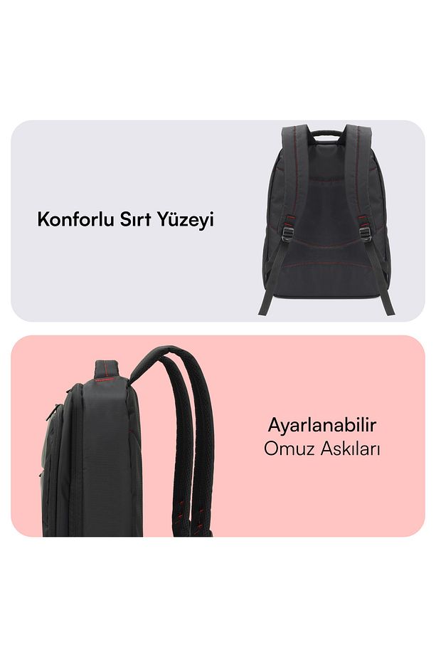MCC-007 17.3" Office USB Girişli Notebook Sırt Çantası Siyah - 4