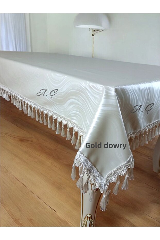 Leather Tassel Self-Patterned Cleanable Table Cover Dresser Daily