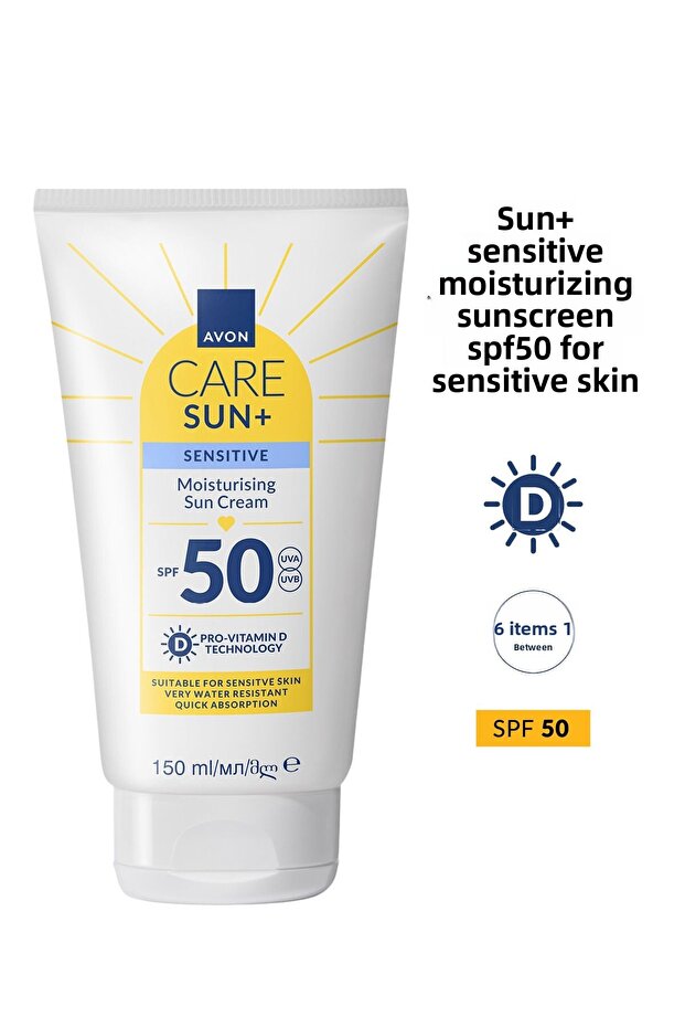 Sun+ Protect Moisturizing Sun Cream for Sensitive Skin Spf 50 150ml