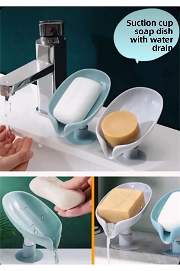 Soap Dish with Water Drain and Suction Cup Practical Soap Dish Hygienic Non-Slip Water-Repellent Solid Soap Dish