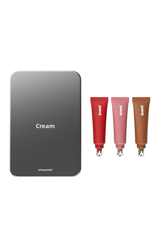 Lip Balm Set with Metal Box Gift - Red, Coffee, Nude, Moisturizing and Lip Gloss