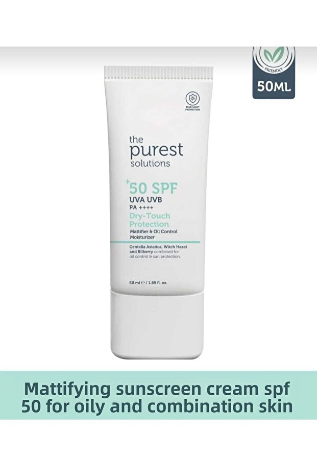 The Purest Solutions - Mattifying Sunscreen Cream Spf 50 for Oily and Combination Skin, 50 Ml