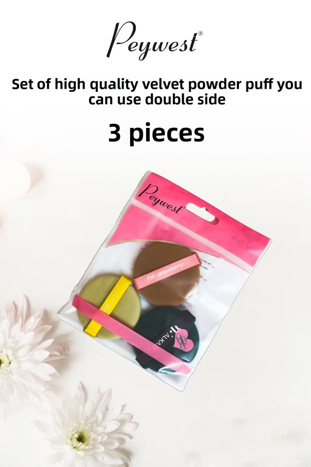 3-Piece Double Sided Puff Blush Powder Bb Cream Applied Professional Makeup Sponge Set
