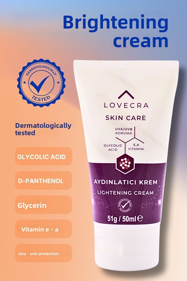 Vitamin E & a Glycolic Acid - Brightening Cream, Anti-Uva/Uvb, Tone Equalizer, 50ml