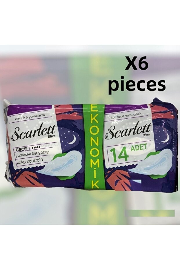 Scarlet Ultra Hygienic Night Pad Dryness & Soft Economic Package 6 Pack 84 Pieces