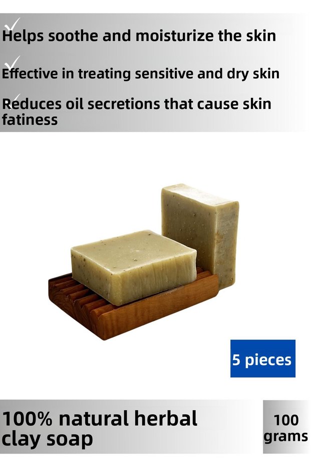 Natural Clay Soap Special Production Suitable for All Skin Types 5 Pieces 100Gr