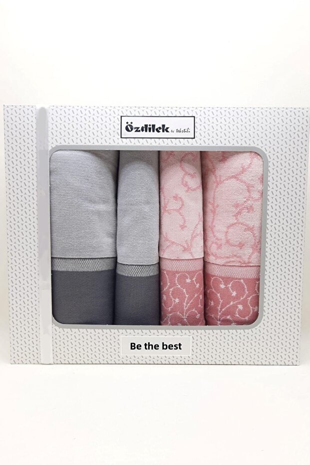 Best Set - Bath Towel Set - Gray Pink
