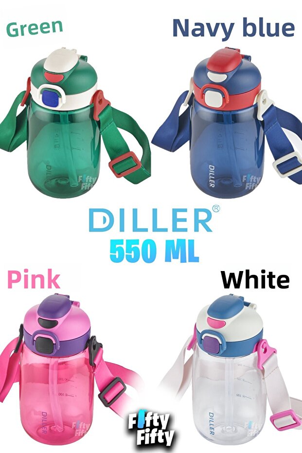 550 ml Single Lid Double Use Tritan Water Bottle With/Without Straw Strap-Ffdillerd70-550 - 5
