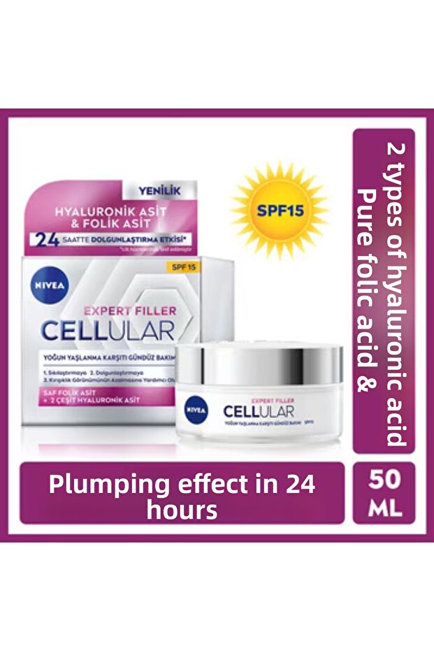 Anti-Aging Plumping and Firming Day Cream with Hyaluronic Acid and SPF 15 Protection