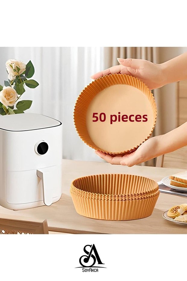 50 Pieces of Oil Baking Paper Philips Xiaomi Compatible Air Fryer Round Baking Paper